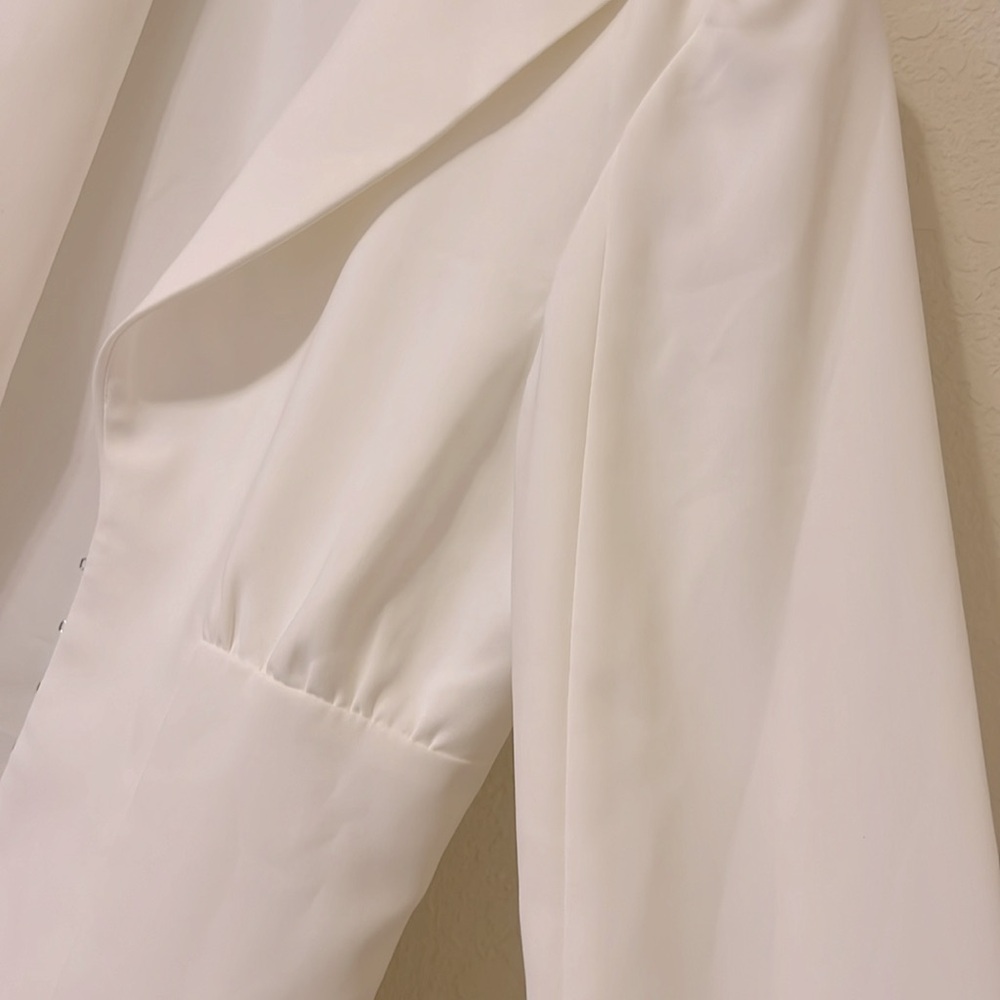 REVOLVE | Amanda Uprichard White Blazer with Structured Shoulders - Picture 10 of 14